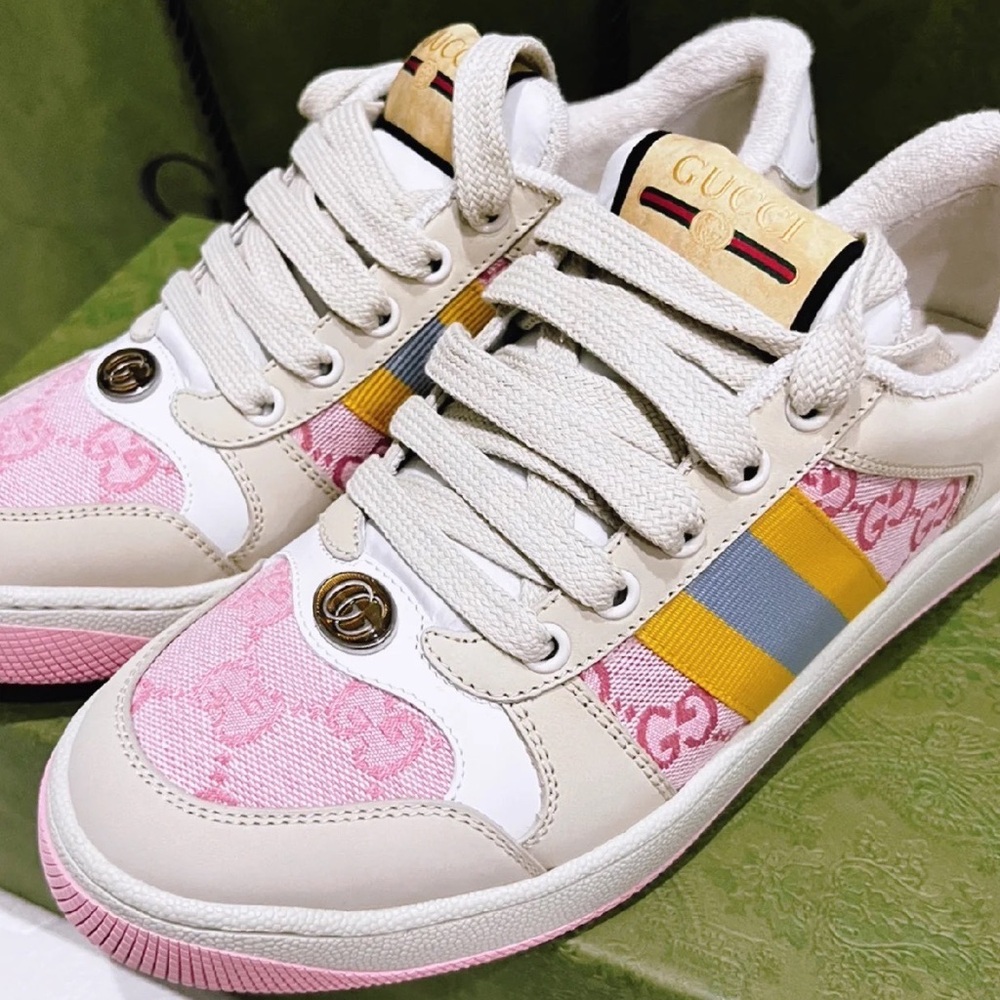 Gucci Pink and Cream Athletic Shoes